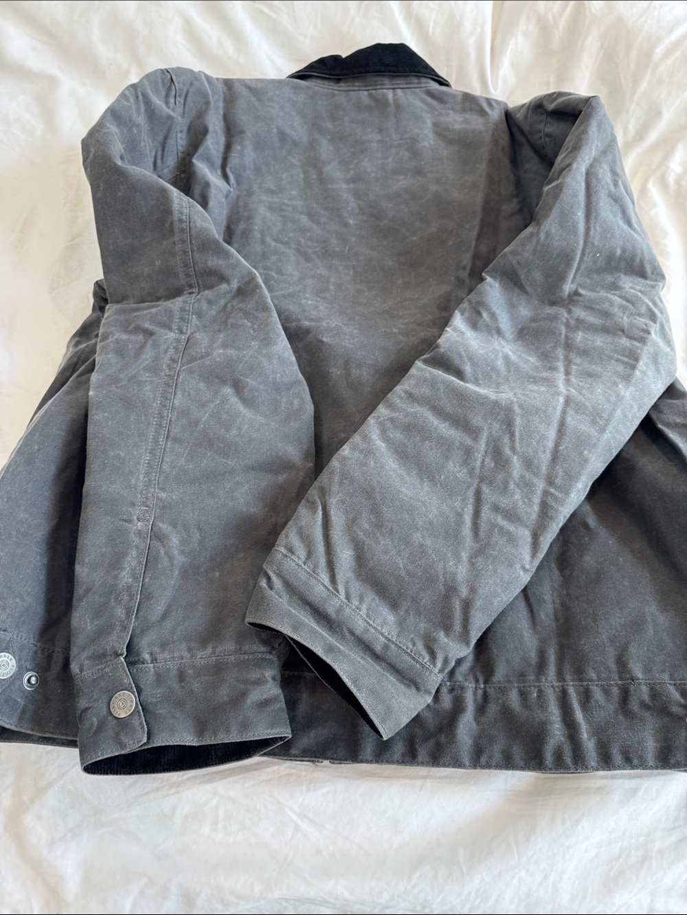 Flint & Tinder Waxed Charcoal Grey Corduroy-Collar Zip Jacket - Picture 4 of 4